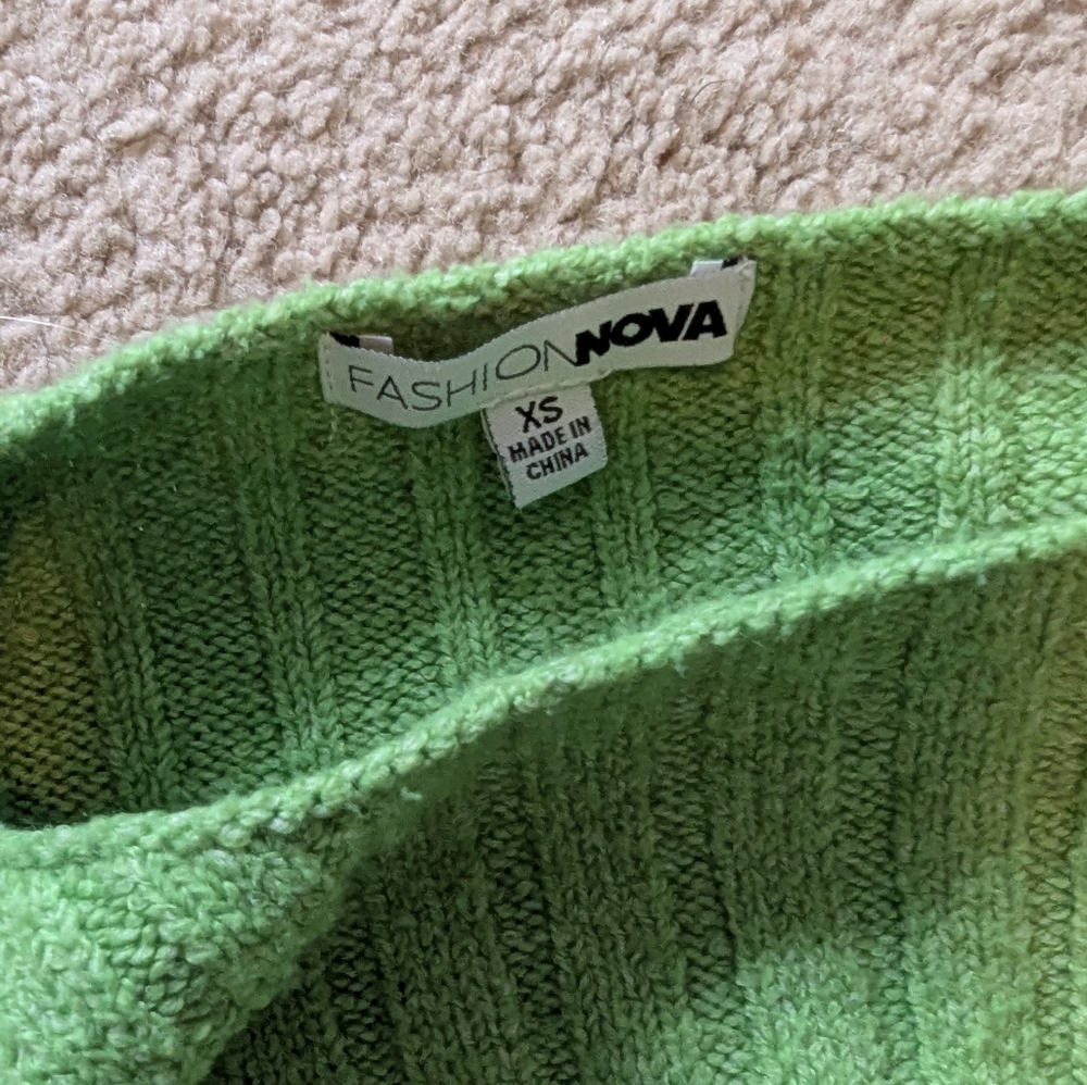 Fashion Nova Lime Off-the-Shoulder Sweater - Picture 3 of 5